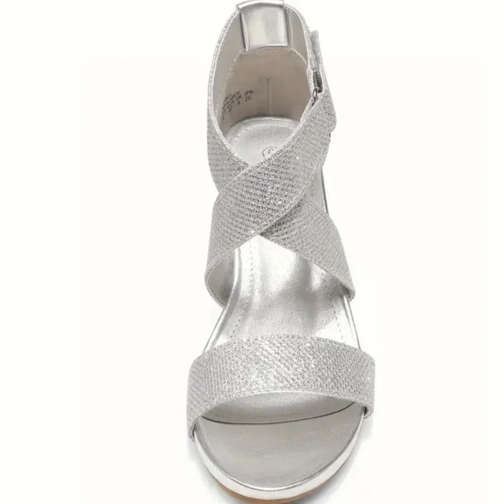 Silver Wedge Sandal Women’s Strappy Wedge Heel
